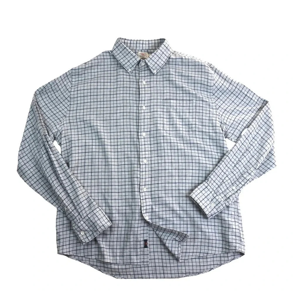 FAHERTY || Men's Soft Light Flannel Ash Grey Plaid Size XL *Small flaws*